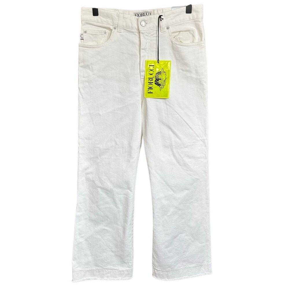 FIORUCCI‎ Viva Cropped Kick Flare Jeans Winter White Size 26 NWT Trendy Chic